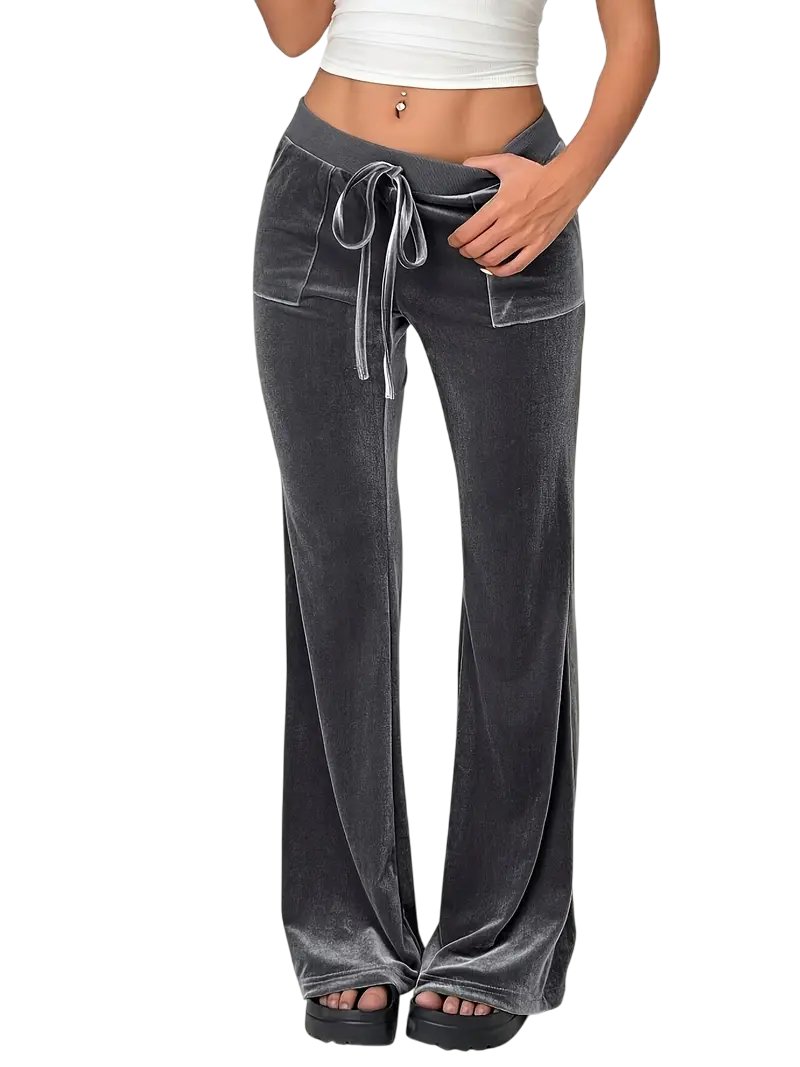 Brielle - High-Quality Velvet Flared Trousers with Adjustable Drawstring