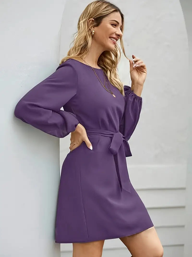 Cordelia - Elegant Long-Sleeved Belted Mini Dress in Premium Fabric