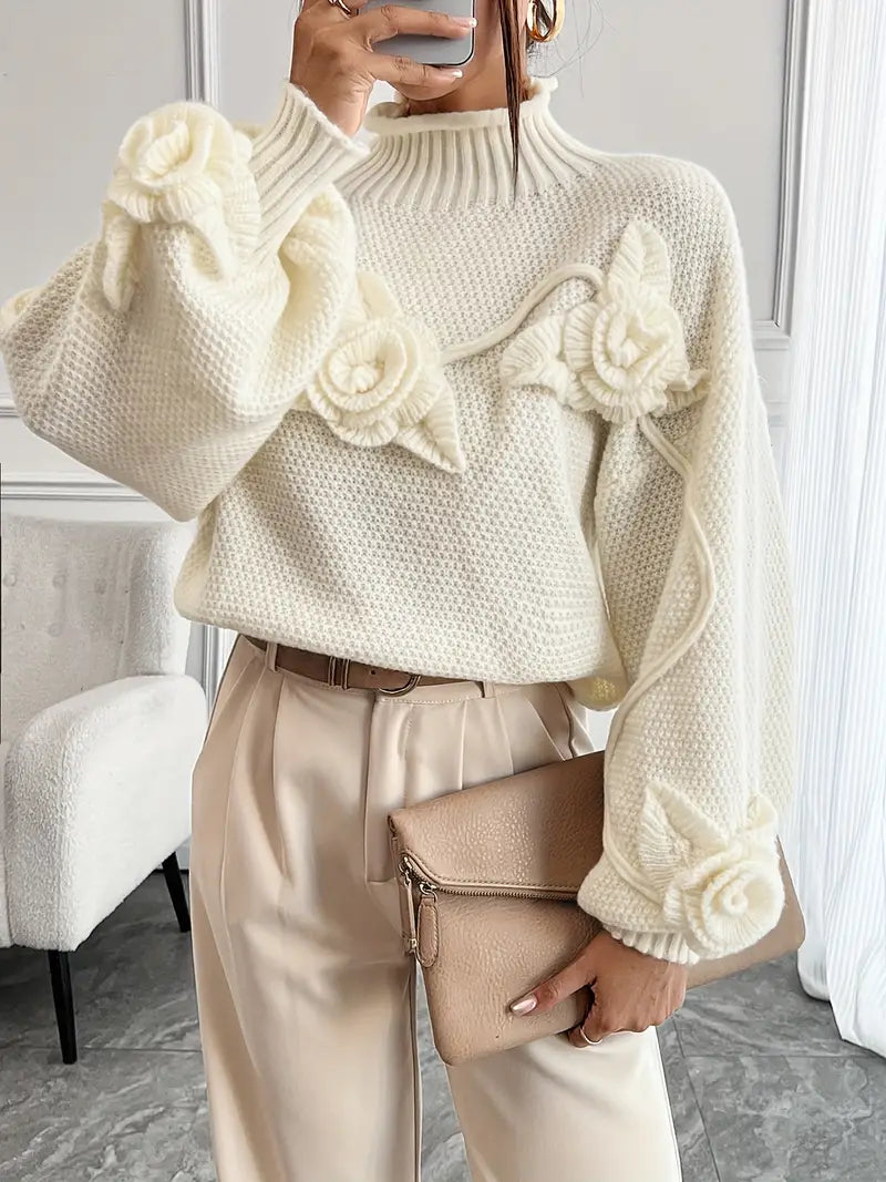 Wilma - Elegant Floral Turtleneck Sweater for Women