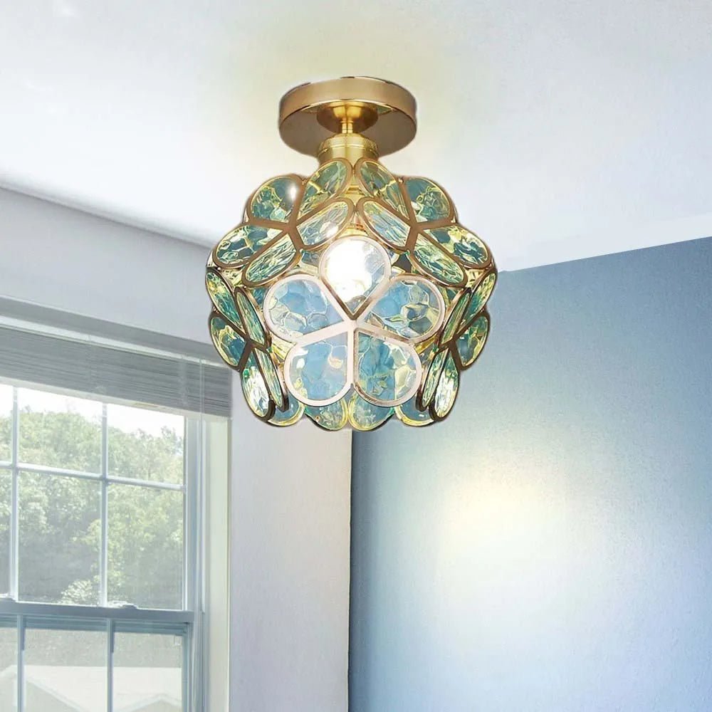 Aurevia - Elegant Glass Floral Ceiling Light Warm Glow For Hall