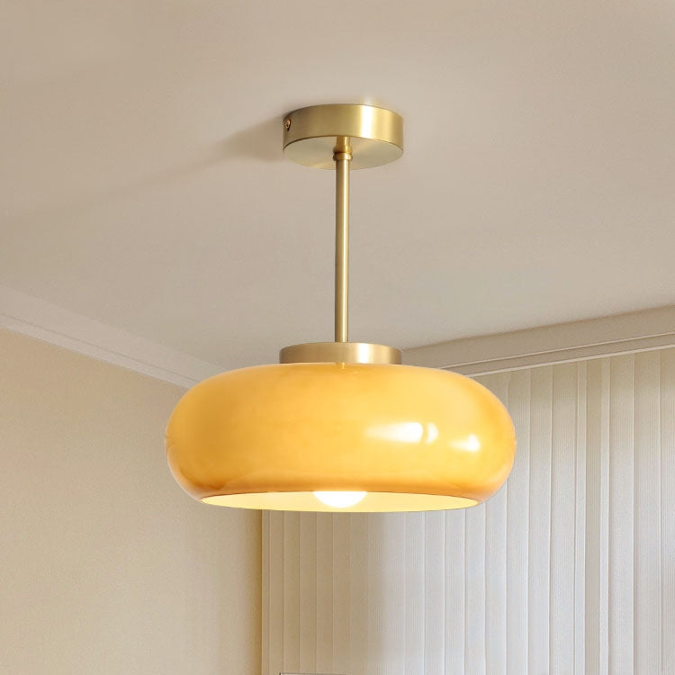 Ambrelle – Round Ceiling Light with Amber Glass Shade