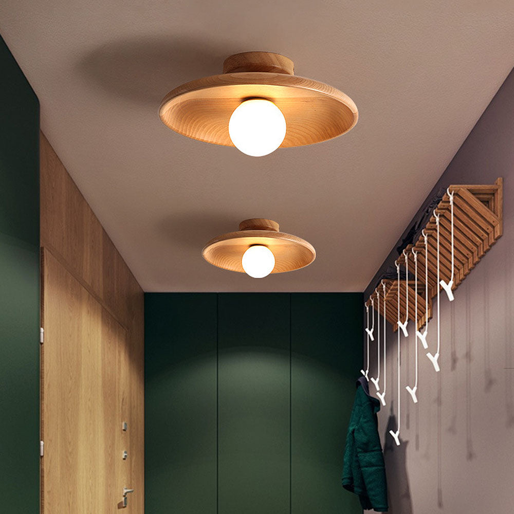 Havessa - Nordic Wood Minimalist Round Ceiling Light for Hallway Design