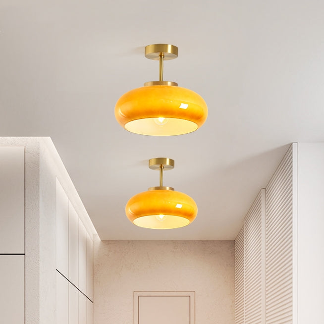 Ambrelle – Round Ceiling Light with Amber Glass Shade