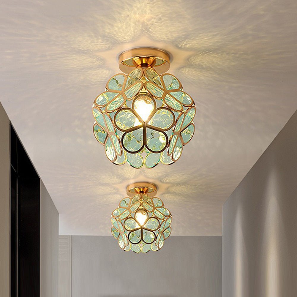 Aurevia - Elegant Glass Floral Ceiling Light Warm Glow For Hall