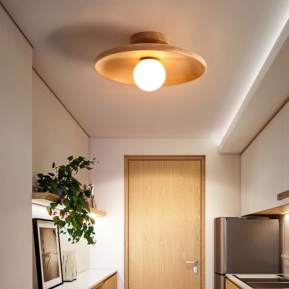 Havessa - Nordic Wood Minimalist Round Ceiling Light for Hallway Design