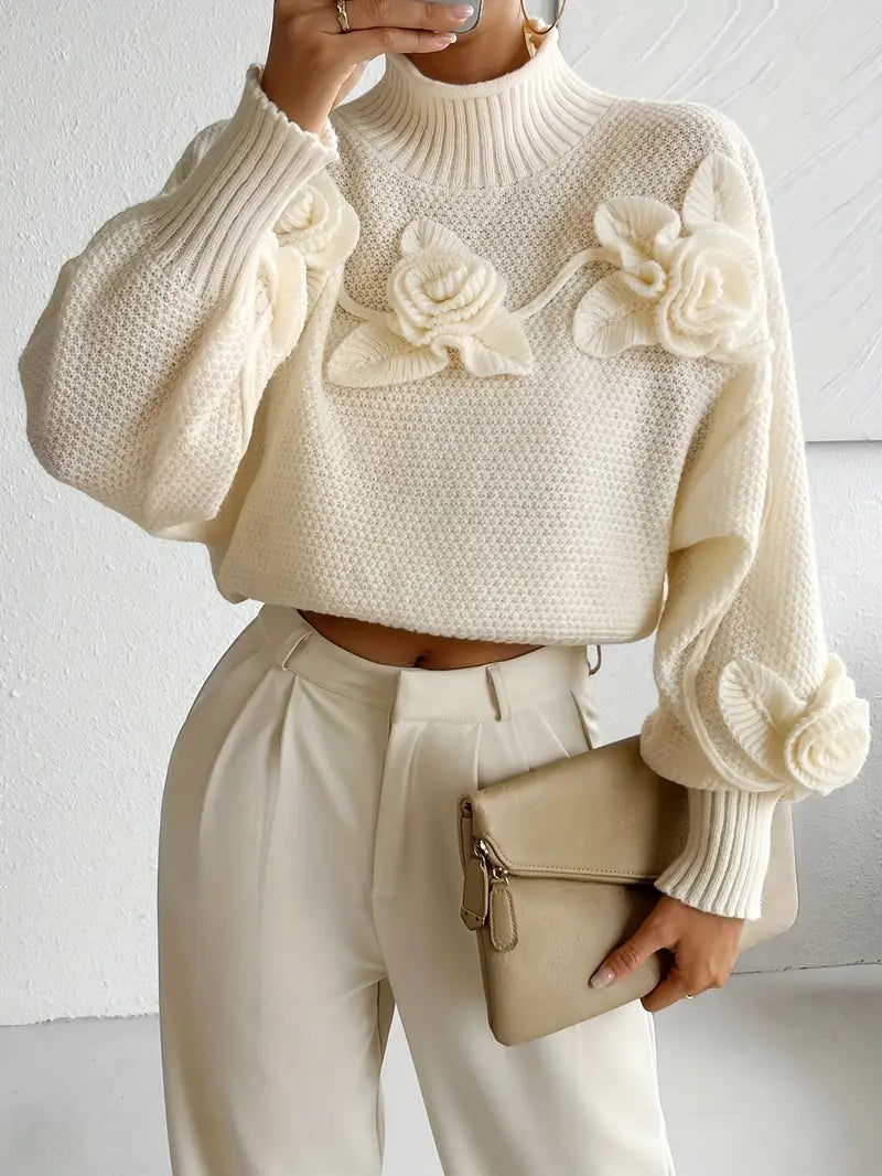 Wilma - Elegant Floral Turtleneck Sweater for Women