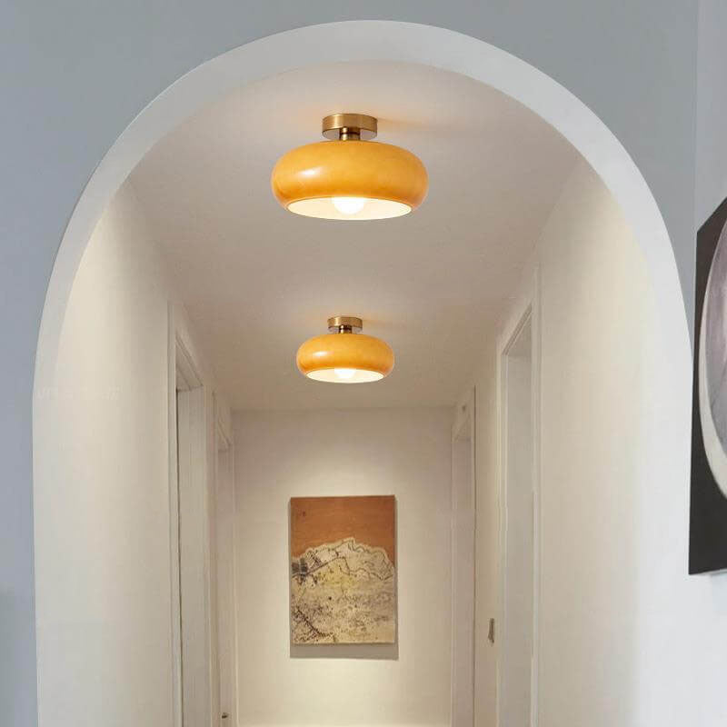 Ambrelle – Round Ceiling Light with Amber Glass Shade