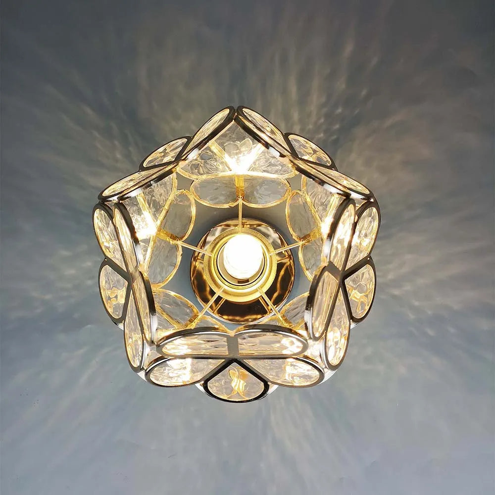 Aurevia - Elegant Glass Floral Ceiling Light Warm Glow For Hall