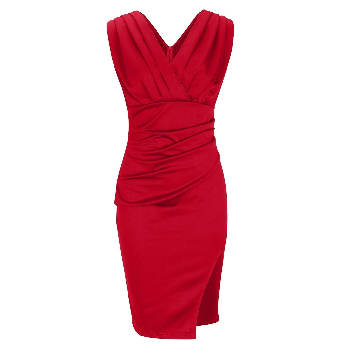 Caley - Stylish Women's V-neck Slit Dress for Effortless Elegance