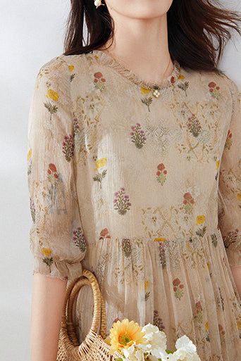Sherry - Charming Women's Flare Dress with Floral Pattern