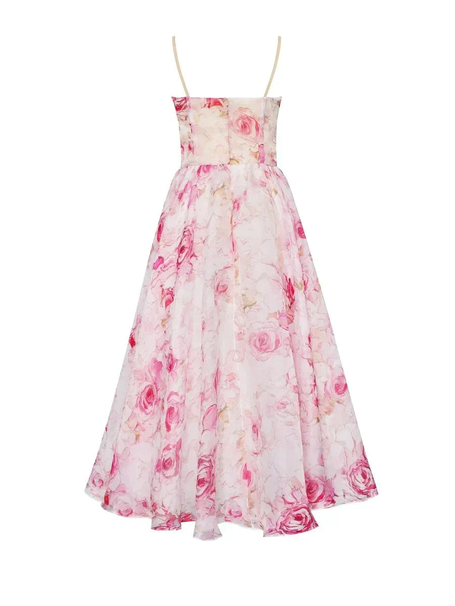 Kate - Elegant Women's Midi Dress with Floral Print and Structured Fit