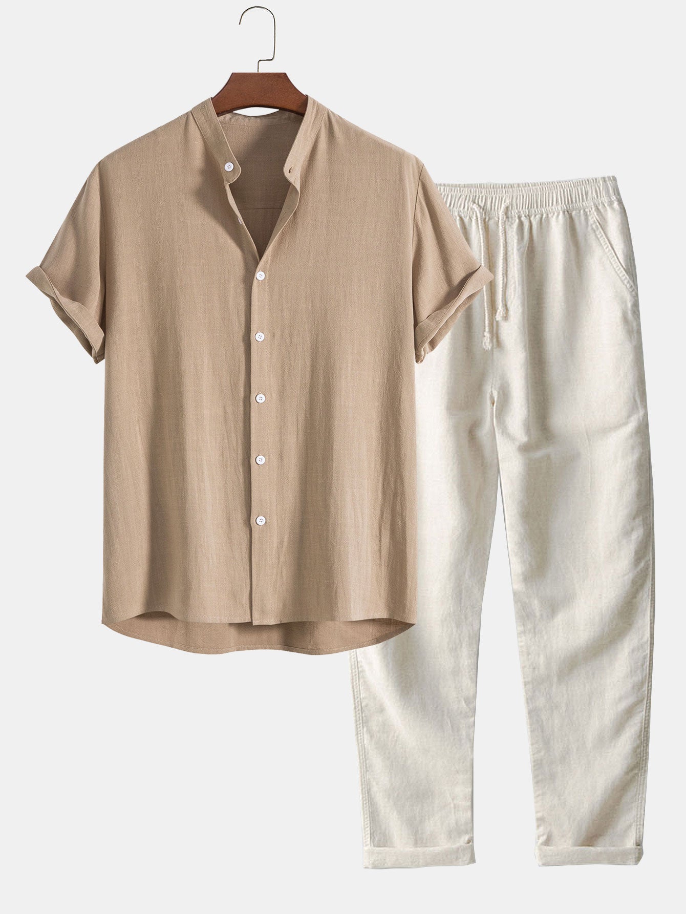 Oaklyn - Stylish Men's Linen Shirt and Trousers Set for Everyday Elegance