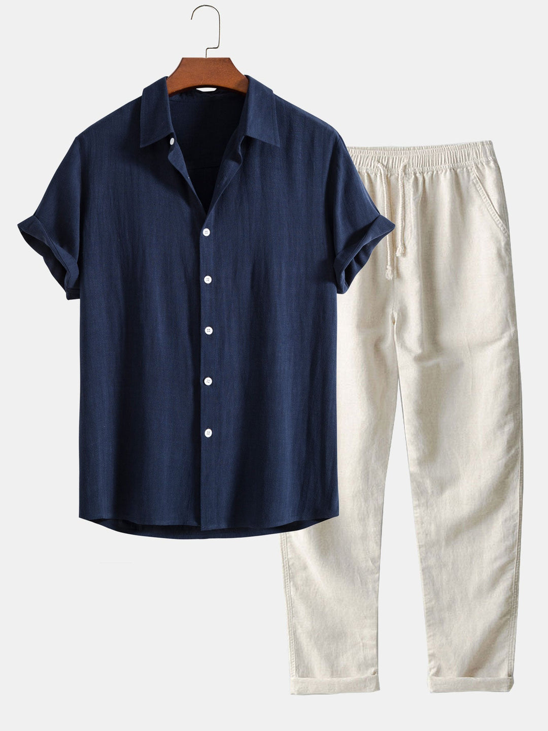 Oaklyn - Stylish Men's Linen Shirt and Trousers Set for Everyday Elegance