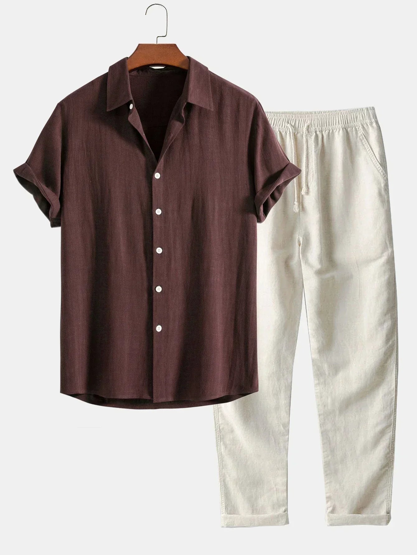 Brad - Stylish Linen Summer Set with Loose Pants and Shirt