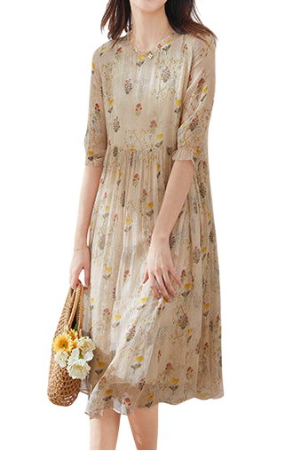Sherry - Charming Women's Flare Dress with Floral Pattern