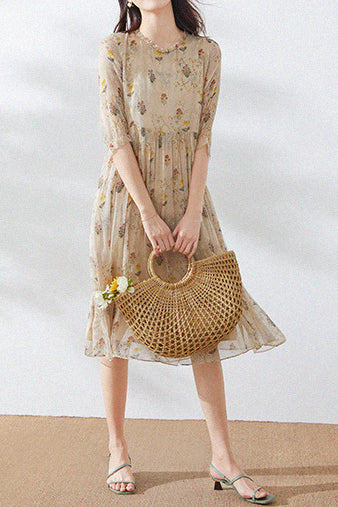 Sherry - Charming Women's Flare Dress with Floral Pattern