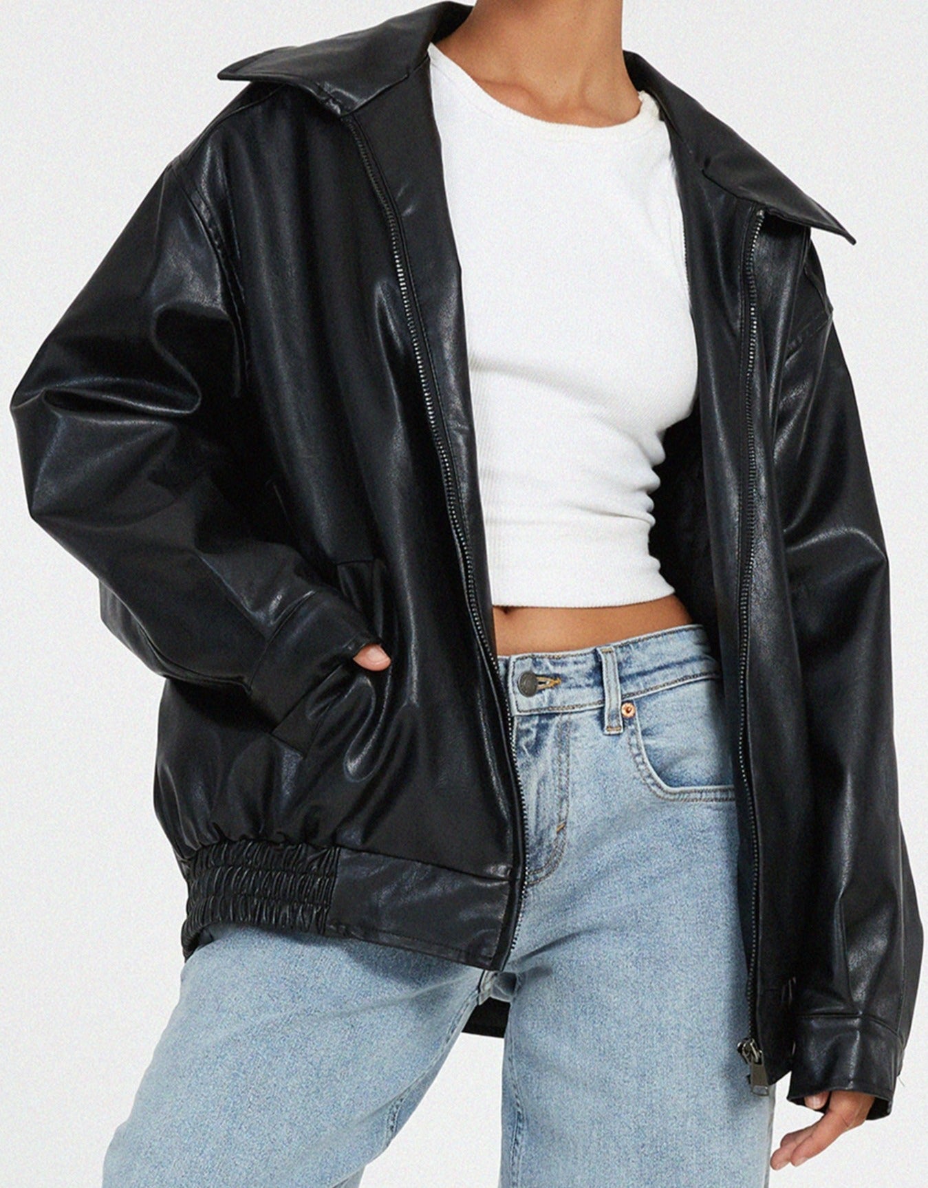 Jayden - Oversized Leather Jacket For Women Lightweight Trendy
