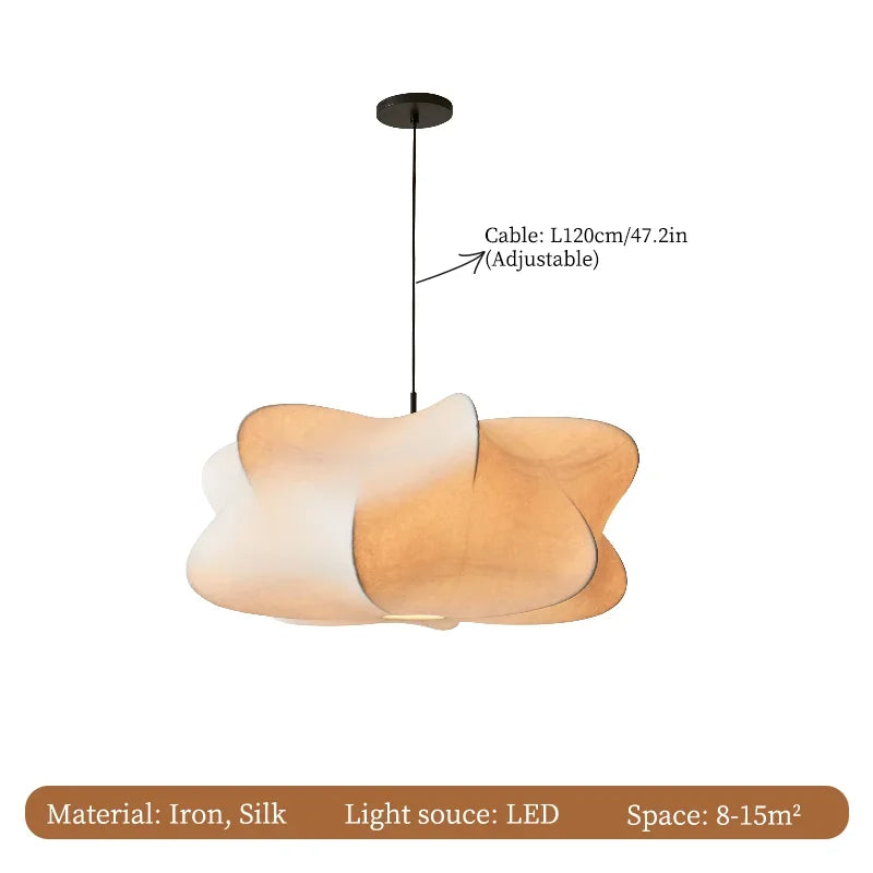 Glowyn - Wabi Sabi Silk Hanging Lamp Elegant Ambient Light For Home