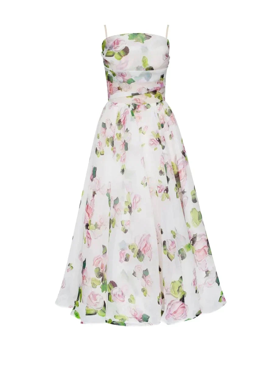 Kate - Elegant Women's Midi Dress with Floral Print and Structured Fit
