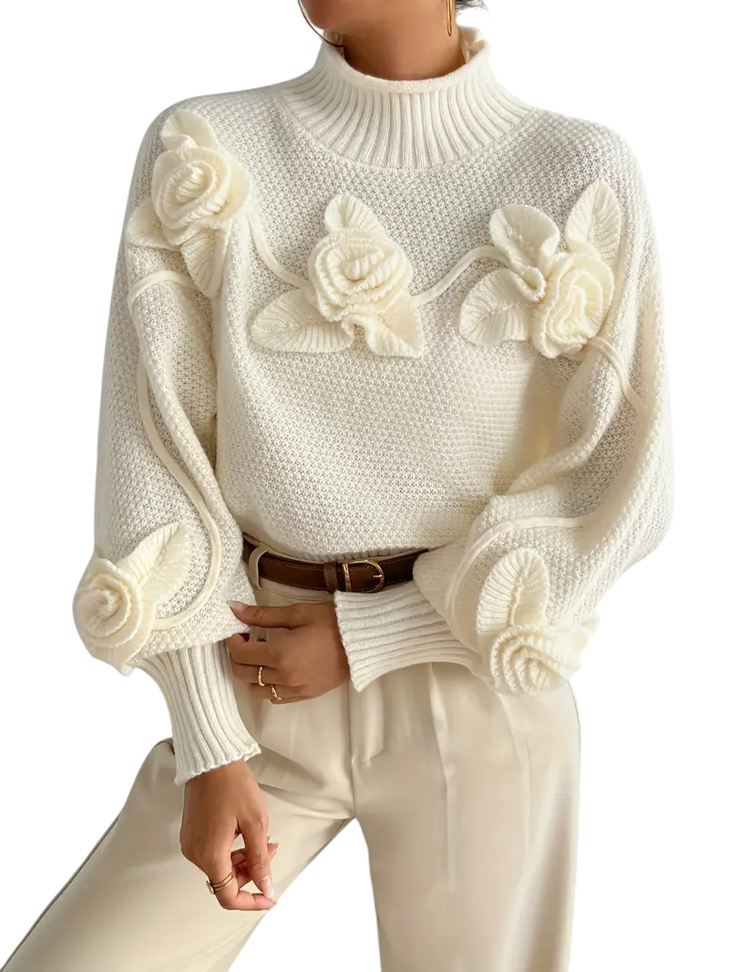 Wilma - Elegant Floral Turtleneck Sweater for Women