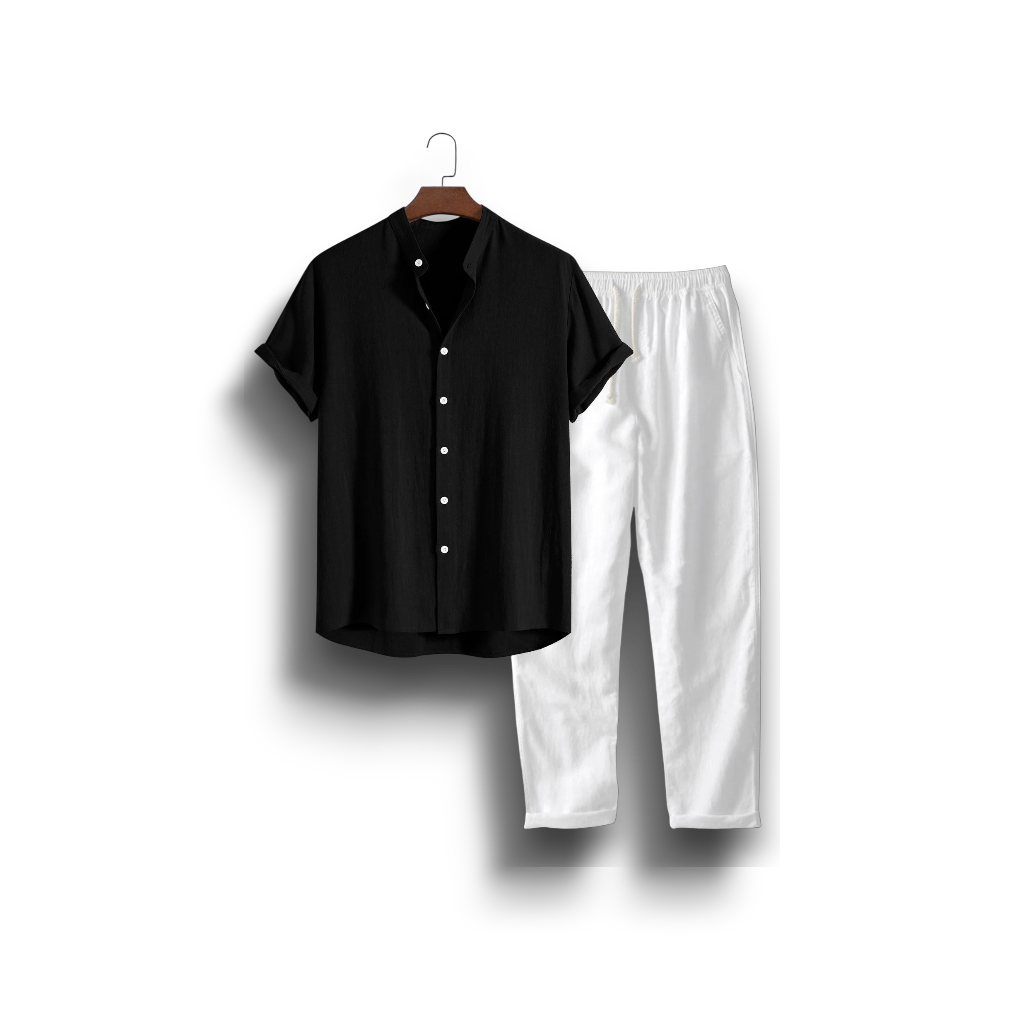 Oaklyn - Stylish Men's Linen Shirt and Trousers Set for Everyday Elegance