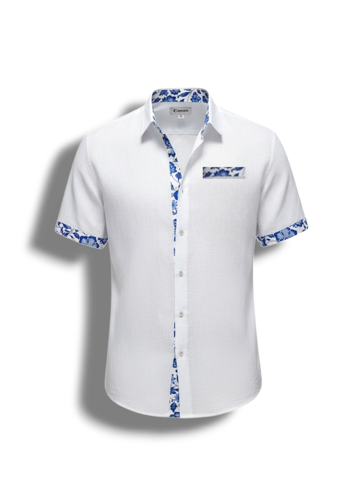 Aidan - Stylish Men's Linen Shirt with Breathable Fabric and Patterned Details