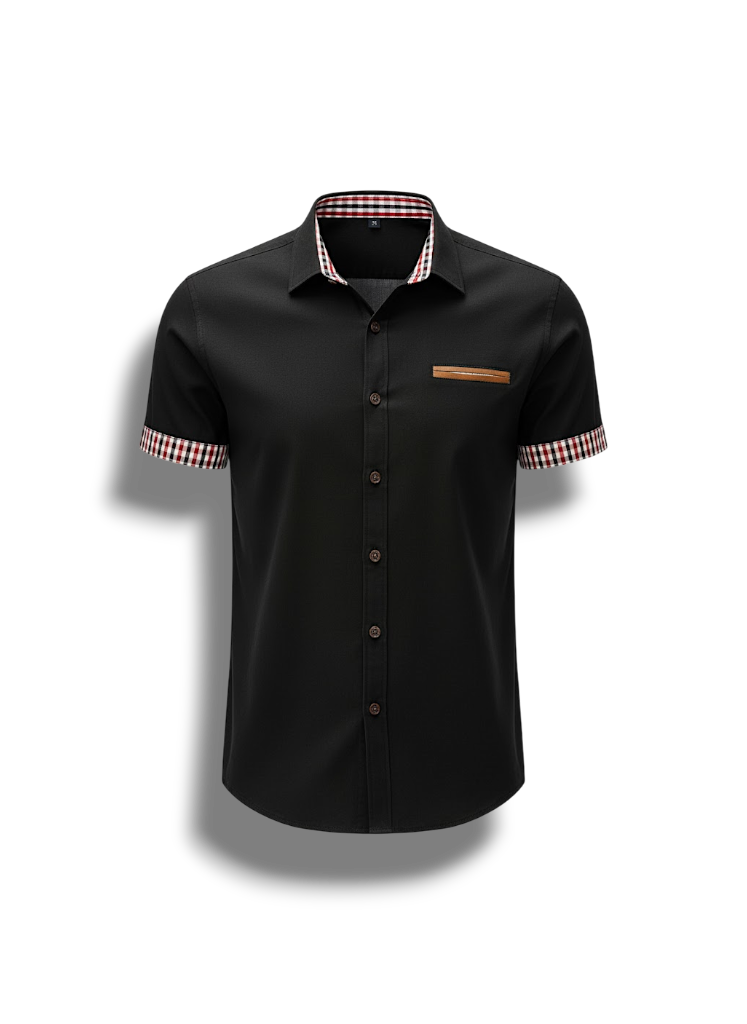 Joel - Stylish Men's Short-Sleeved Shirt with Decorative Chest Pocket