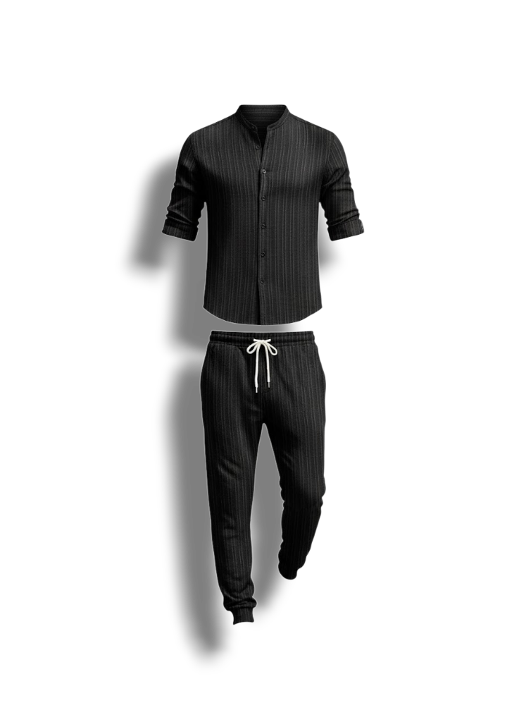 Moses - Elegant Men's Shirt and Trouser Set with Ribbed Design
