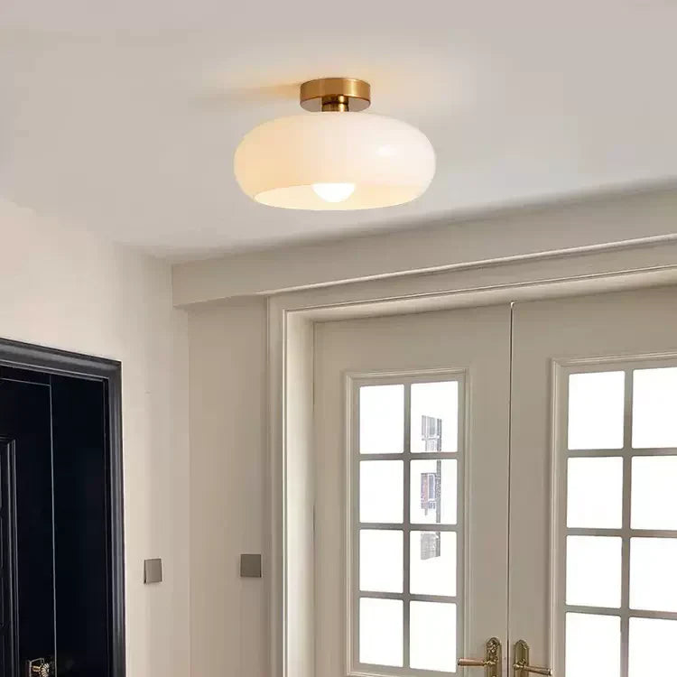 Ambrelle – Round Ceiling Light with Amber Glass Shade