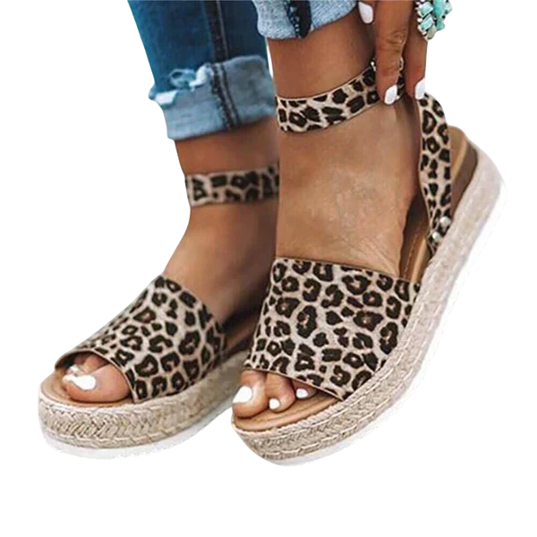 Ava - Stylish Sandals with Woven Sole and Adjustable Ankle Strap