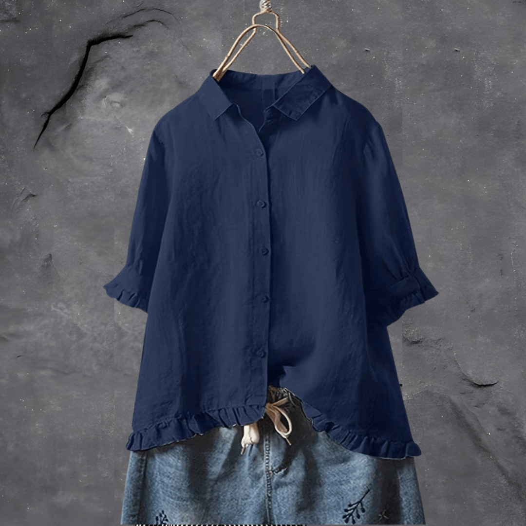 Aubrie - elegant women's blouse with ruffle hem detail