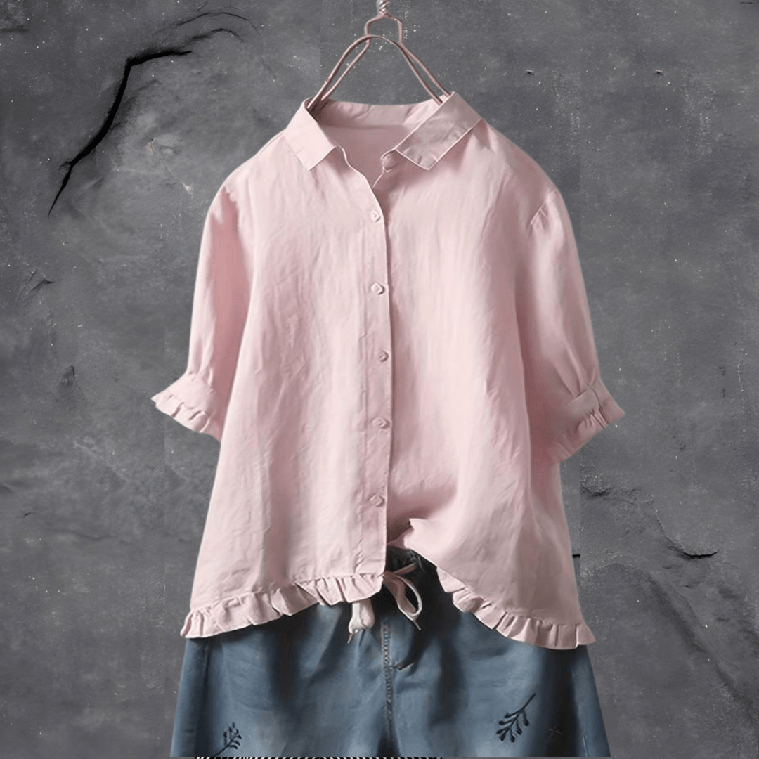 Aubrie - elegant women's blouse with ruffle hem detail