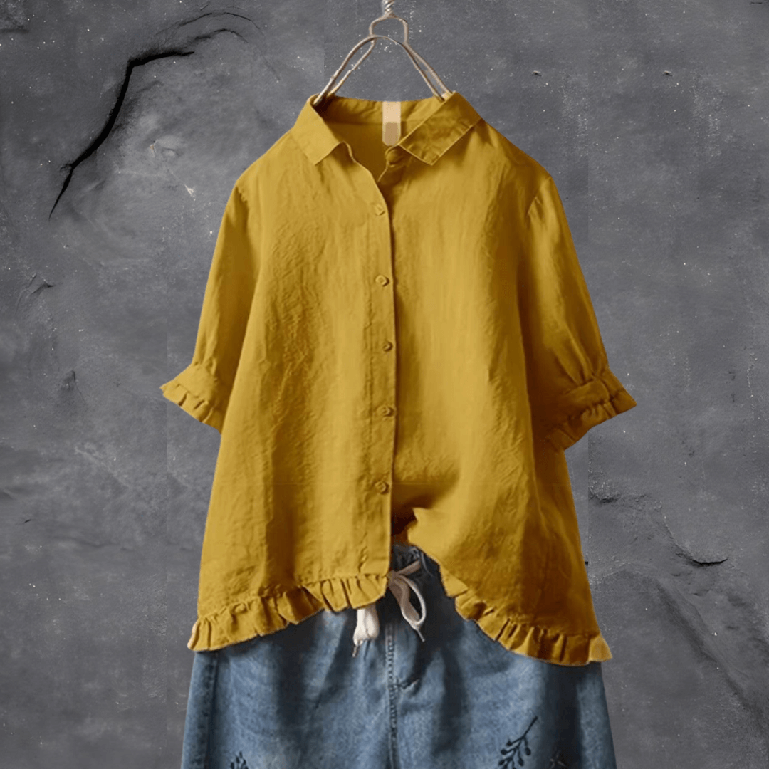 Aubrie - elegant women's blouse with ruffle hem detail