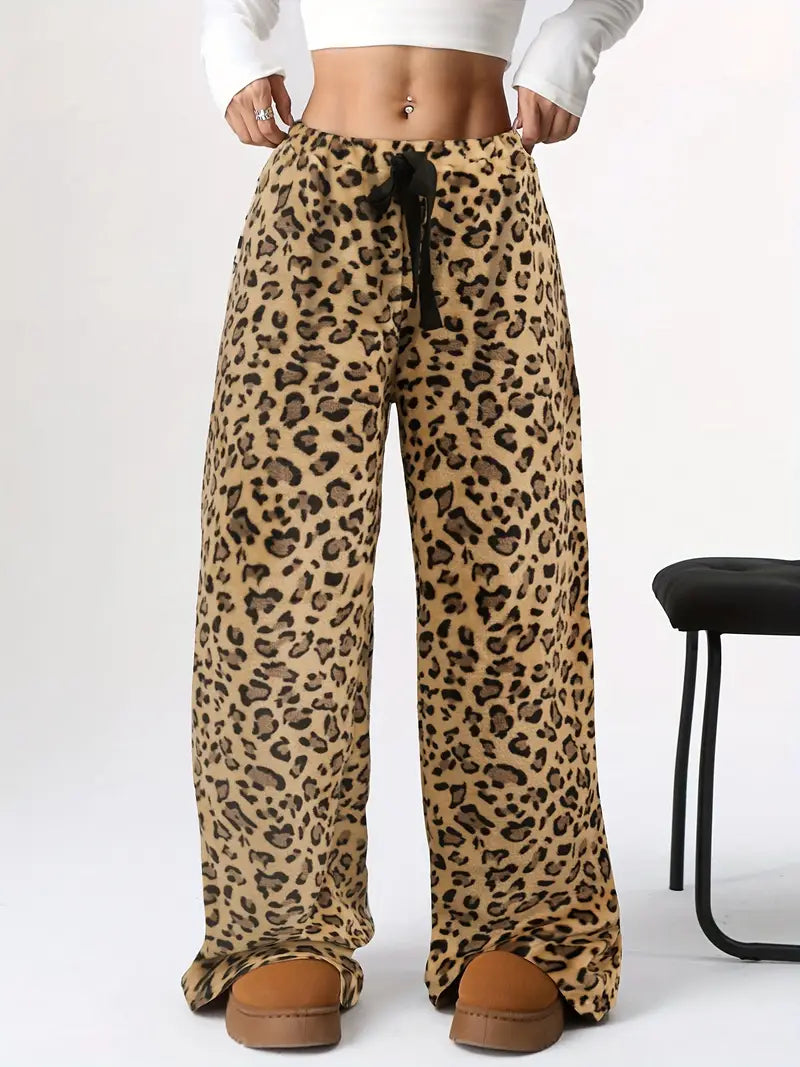Tarian - Stylish Leopard Print Lounge Trousers with Drawstring Waistband
