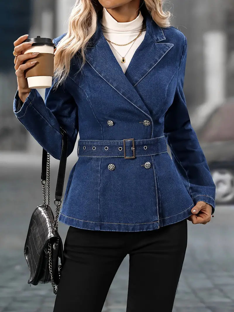 Violetta - Elegant Women's Denim Blazer with Tailored Fit and Belt