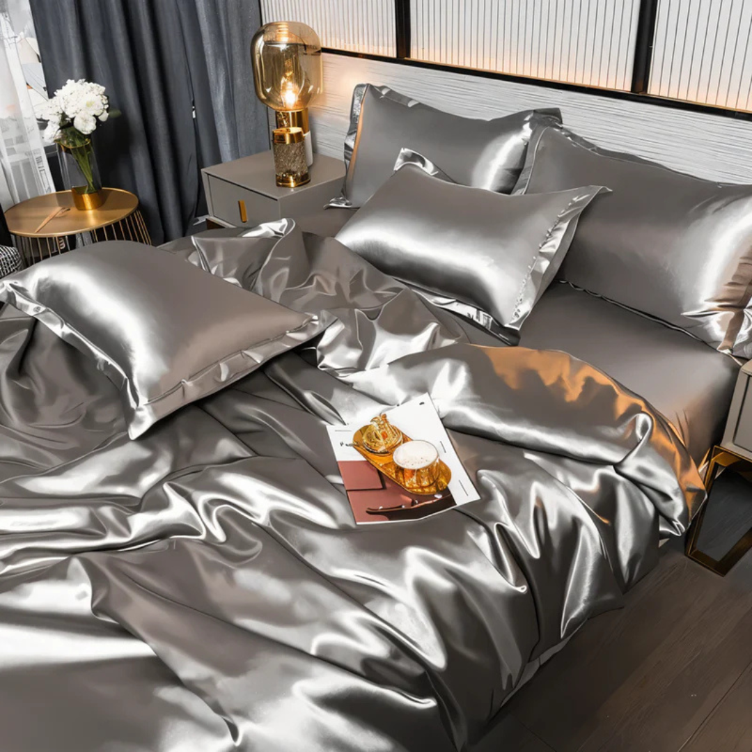 Lustora - Silk Duvet Cover Breathable Silky Soft For Adults Luxe