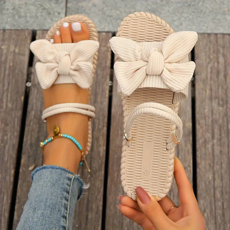 Belle - Stylish Flat Sandals with Bow Design for Summer Comfort