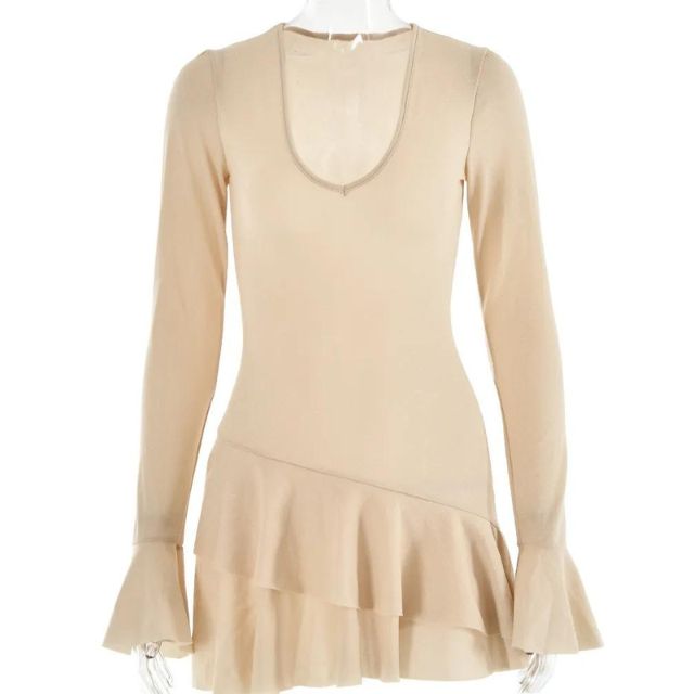 Carrigan - Stunning Glitter Mini Dress with Trumpet Sleeves