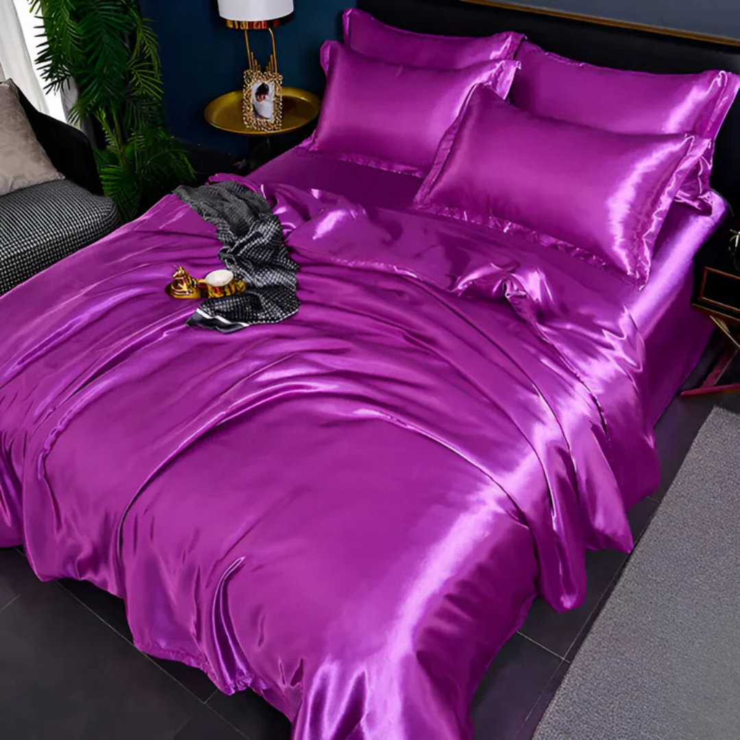 Lustora - Silk Duvet Cover Breathable Silky Soft For Adults Luxe