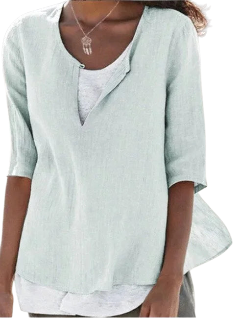 Blyss - Women's Stylish Semi-Dual 3/4 Blouse in Lightweight Fabric