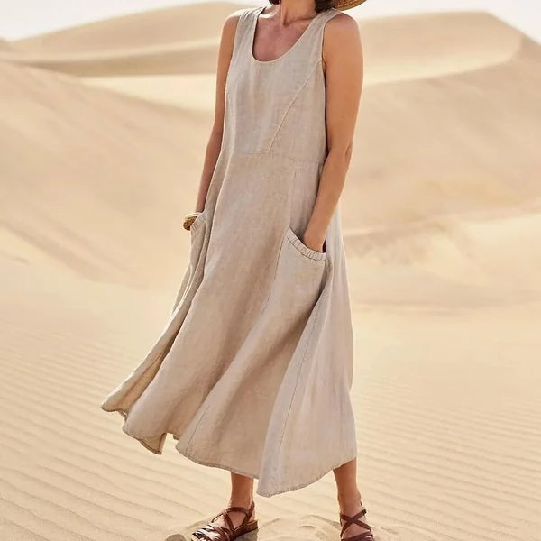 Summer - Relaxed Fit Linen Dress Perfect for Summer Days