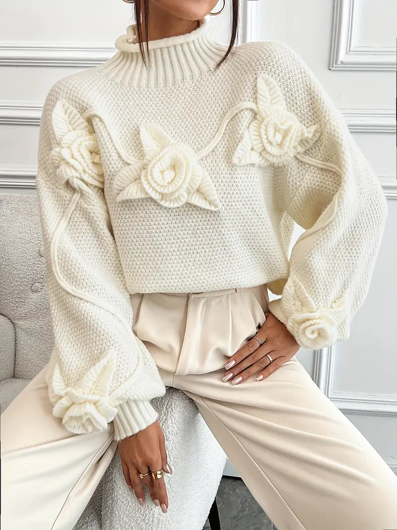 Wilma - Elegant Floral Turtleneck Sweater for Women