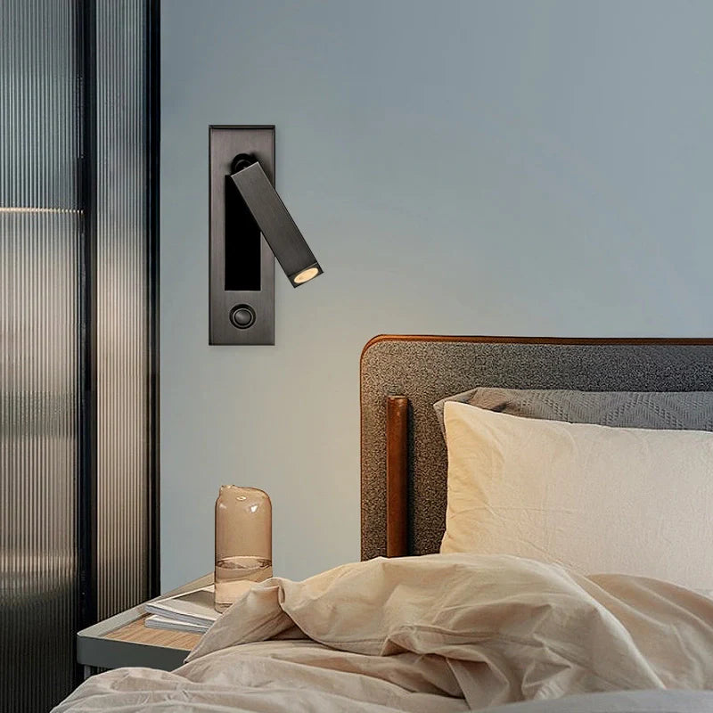 Alba - Modern Inbuilt Black Wall Lamp for Bedroom Reading
