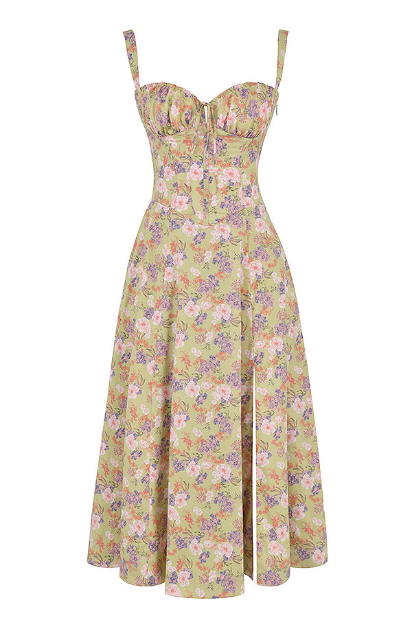 Nooria - Elegant Women's Floral Midi Dress with Flared Skirt