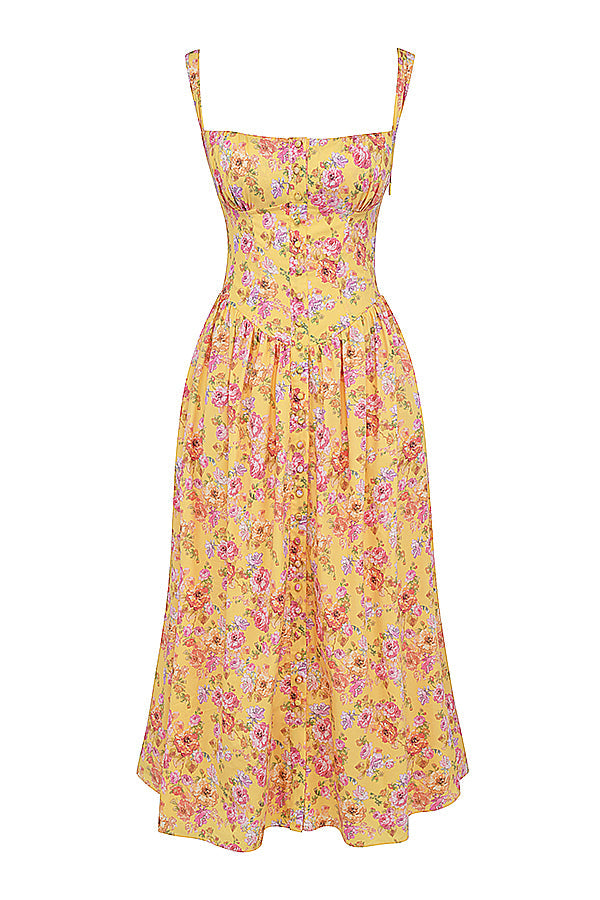 Brigid - Women's Floral Midi Summer Dress for Casual Outings