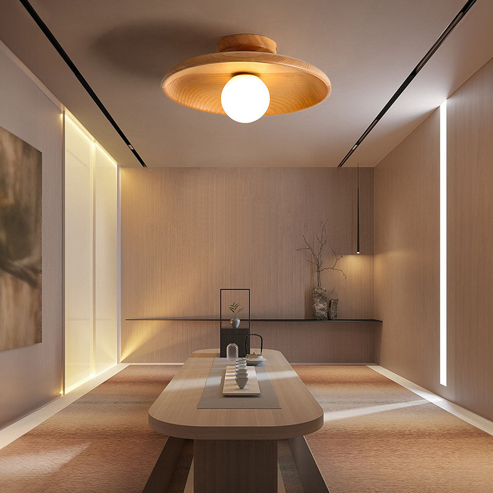Havessa - Nordic Wood Minimalist Round Ceiling Light for Hallway Design