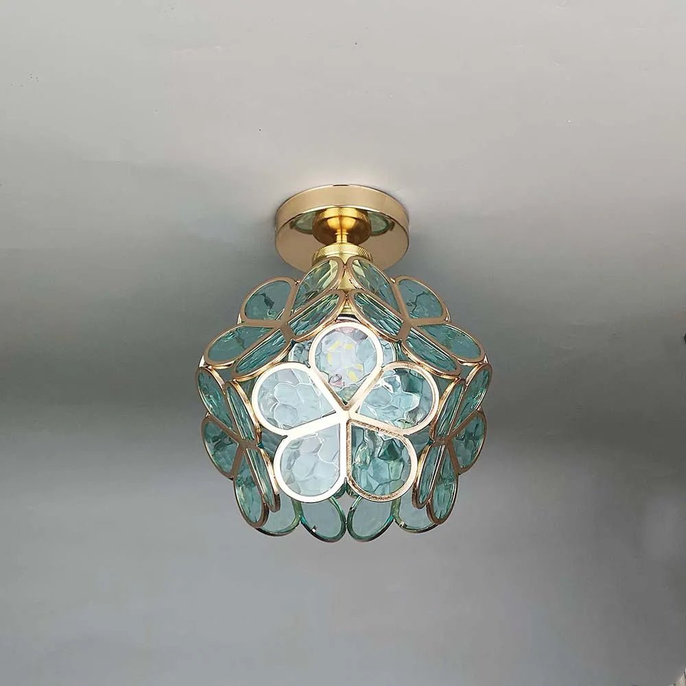 Aurevia - Elegant Glass Floral Ceiling Light Warm Glow For Hall