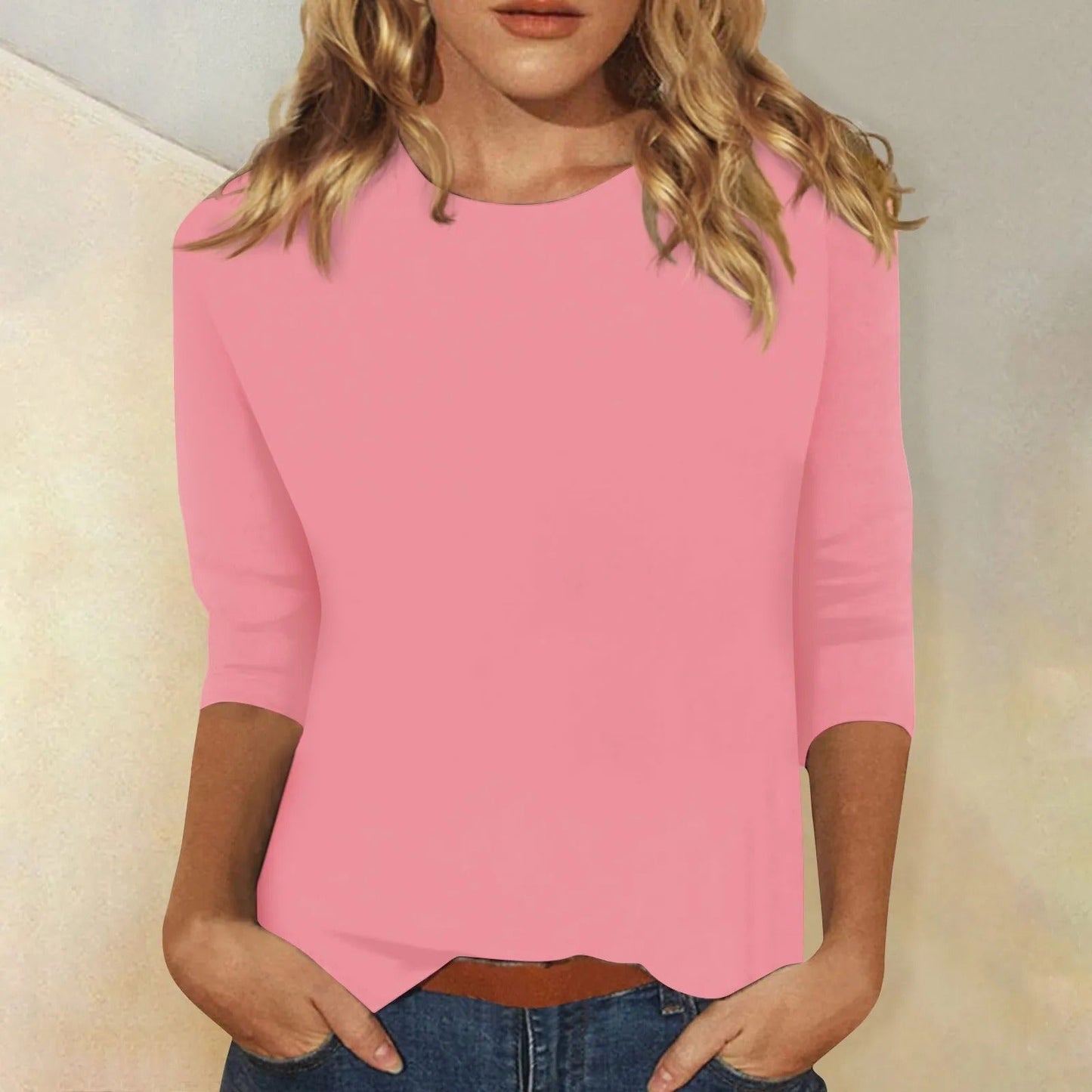 Farrah - Womens Long Sleeve Round Neck Shirt Soft Cotton