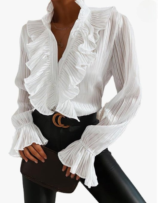 Viola - Elegant Ruffled Chiffon Blouse for Feminine Style