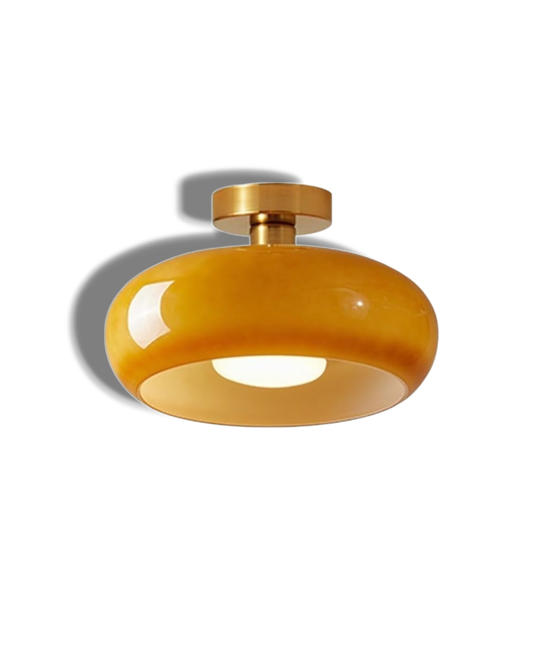 Ambrelle – Round Ceiling Light with Amber Glass Shade
